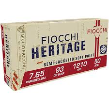Fiocchi 30 Luger (7.65x21mm Parabellum) Ammo 93 Grain Jacketed Soft Point Box of 50 - 765B