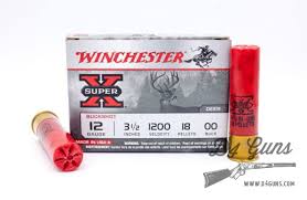 Winchester Super-X Ammunition 12 Gauge 3-1/2" Buffered 00 Buckshot 18 Pellets Box of 5 XB12L00