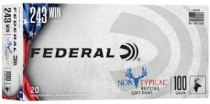 Federal 243 Win 100 Grain Non-Typical Soft Point Whitetail Rifle Ammunition 20/bx - 243DT100