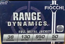 Fiocchi Range Dynamics 38 Special Ammo 130 Grain Full Metal Jacket - F38A