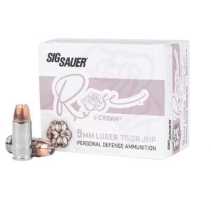 SIG Sauer Rose V-Crown 9mm Ammo 115 Grain Jacketed Hollow Point 20/bx - E9MMA1ROSE20