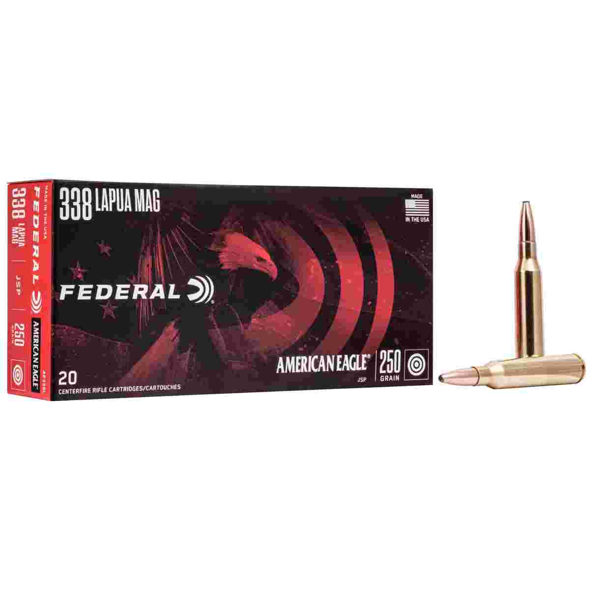 Federal American Eagle Rifle Ammunition .338 Lapua Mag 250 gr SP 20/box