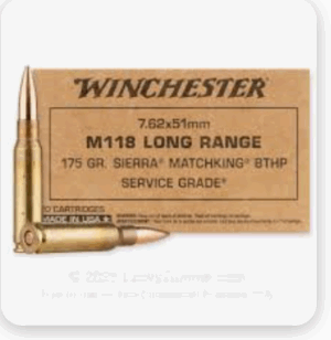 Winchester 7.62X51 M118 Long Range 175GR Sierra Matchking BTHP Service Grade 20/bx - SGM118LRW