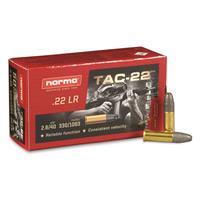 Norma TAC .22 Long Rifle 40 Grain Lead Round Nose Brass Cased Rimfire Amm0, 50 Rounds, 2425092