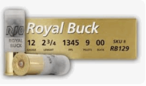 RIO Ammunition Royal Buck 12 Gauge 2.75in 00 Buck 9 Pellets Shotgun Buckshot Ammunition 5/bx - RB129