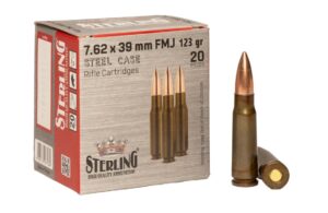 Sterling 7.62x39 Ammunition 20 Rounds FMJ 123 Grain Steel Cased