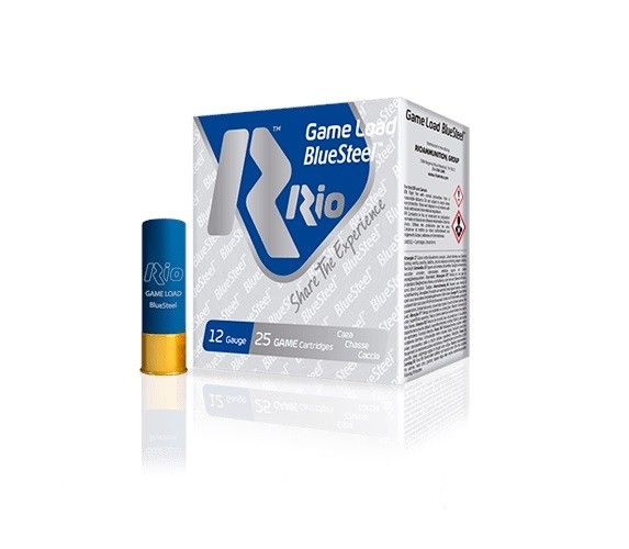 Rio Game Load BlueSteel 12 Gauge 2-3/4″ 1-1/4 oz #2 Steel Shot- Lead Free Box of 25 - GLBS362