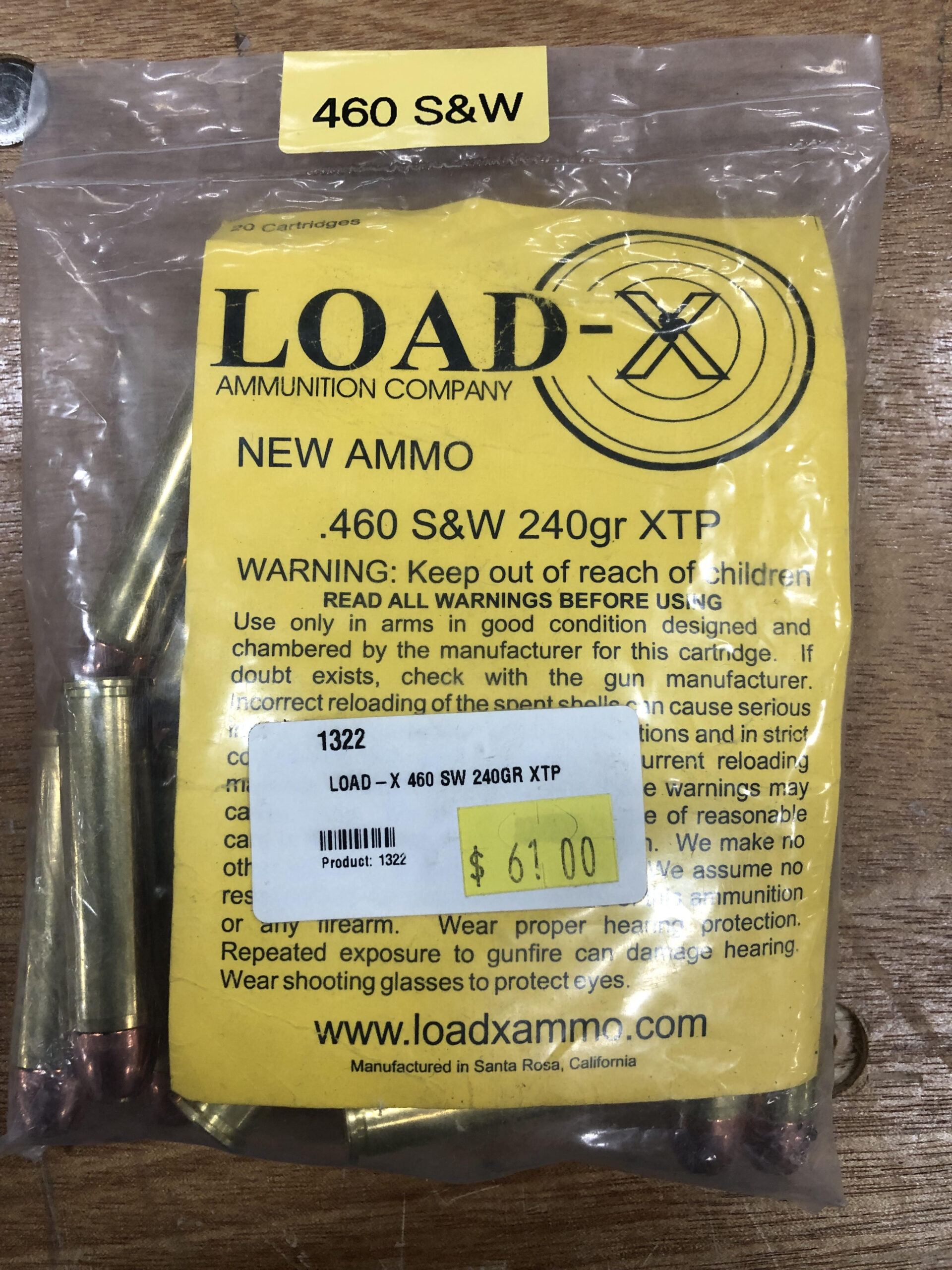 Load-x 460 SW 240GR Hornady XTP Hollow Point