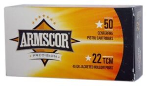 Armscor USA 22 TCM Ammo 40 Grain Jacketed Hollow Point 50/bx - FAC22TCM-1N