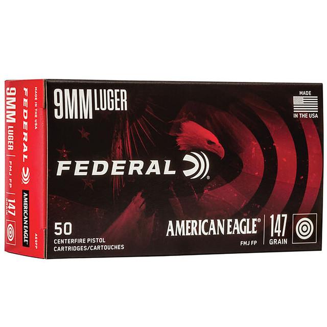 Federal American Eagle 9mm Ammo 147 Grain Full Metal Jacket 50/bx - AE9FP