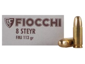 Fiocchi 8 steyr 113gr fmj 50/box (8mm Roth Steyr or 8x19 rimless)