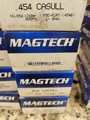 Magtech Sport 454 Casull Ammo 260 Grain Full Metal Jacket Flat 20/bx - 454B