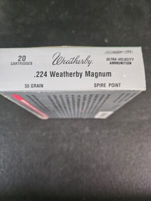 Weatherby 224 Weatherby Magnum 55gr Spire Point 20/bx - H22455SP
