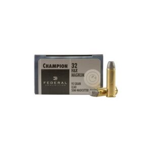 Federal Premium Champion Training 32 H&R Magnum 95 Grain Brass Cased Semi-Wadcutter Centerfire Pistol Ammo, 20 Rounds - C32HRA
