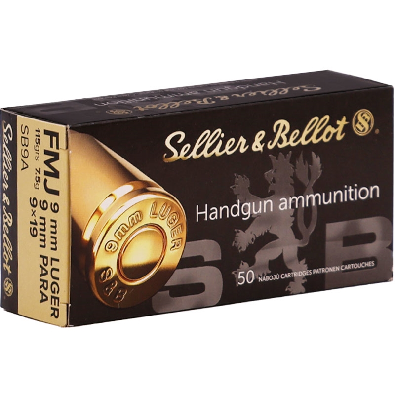 Sellier & Bellot 9mm Ammo 115 Grain Full Metal Jacket 50/bx - SB9A
