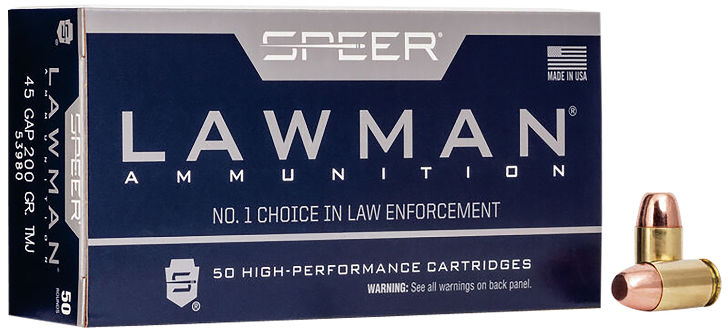 Speer Lawman .45 GAP 200 gr TMJ 50 rd box ammunition