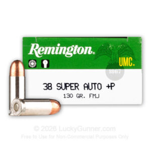 Remington UMC 38 Super +P Ammo 130 Grain Full Metal Jacket 50/bx - L38SUP