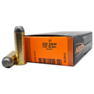 HSM 500 S&W Magnum Ammo 330 Grain Flat Nose Box of 20 - HSM-500SW-10-N
