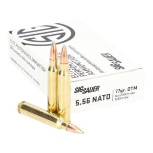 SIG SAUER Marskman 5.56x45mm NATO, 77 Grain, Elite Open Tip Match, Centerfire Rifle Ammo, 20 Rounds, E556M420