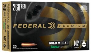 Federal Gold Medal 260 Remington Ammo 142 Grain Sierra MatchKing Hollow Point Boat Tail 20/bx - GM260M