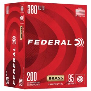 Federal Champion Training Handgun Ammunition 380 Auto 95gr FMJ 980 fps 200/ct