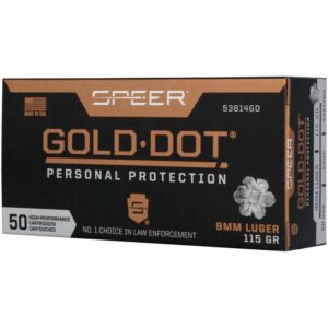 Speer Gold Dot 9mm Luger 124gr JHP ammunition 50-count box