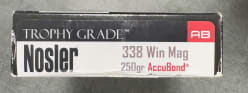 Nosler Trophy Grade 338 Winchester Magnum Ammo 250 Grain Nosler AccuBond Bonded Polymer Tip Box of 20 - 60086