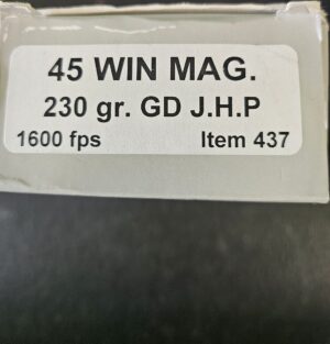 Underwood 45 Win Mag 230gr GDHP 50/bx - 437
