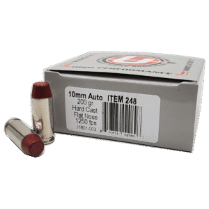Underwood 10mm Auto Ammo 200 Grain Black Cherry Coated Flat Nose Hard Cast 20/bx - 248