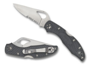 Spyderco BY04PSBK2 Byrd Meadowlark 2 Lightweight 2.87" Folding Drop Point Part Serrated 8Cr13MoV SS Blade Black  Textured FRN Handle Includes Pocket Clip