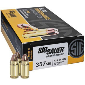 SIG Sauer Elite Ammunition .357 SIG 125 Grain FMJ 50 Round Box - E357B1