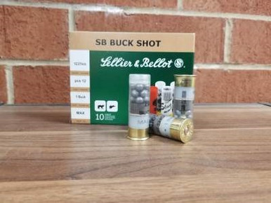 Sellier & Bellot 12 Gauge Ammo 2-3/4" 1-1/8 oz #1 Buckshot 12 Pellets 10/bx - SB12BSI