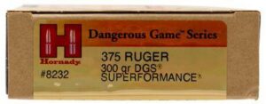 Hornady Dangerous Game Superformance 375 Ruger Ammo 300 Grain Dangerous Game Solid 20/bx – 8232
