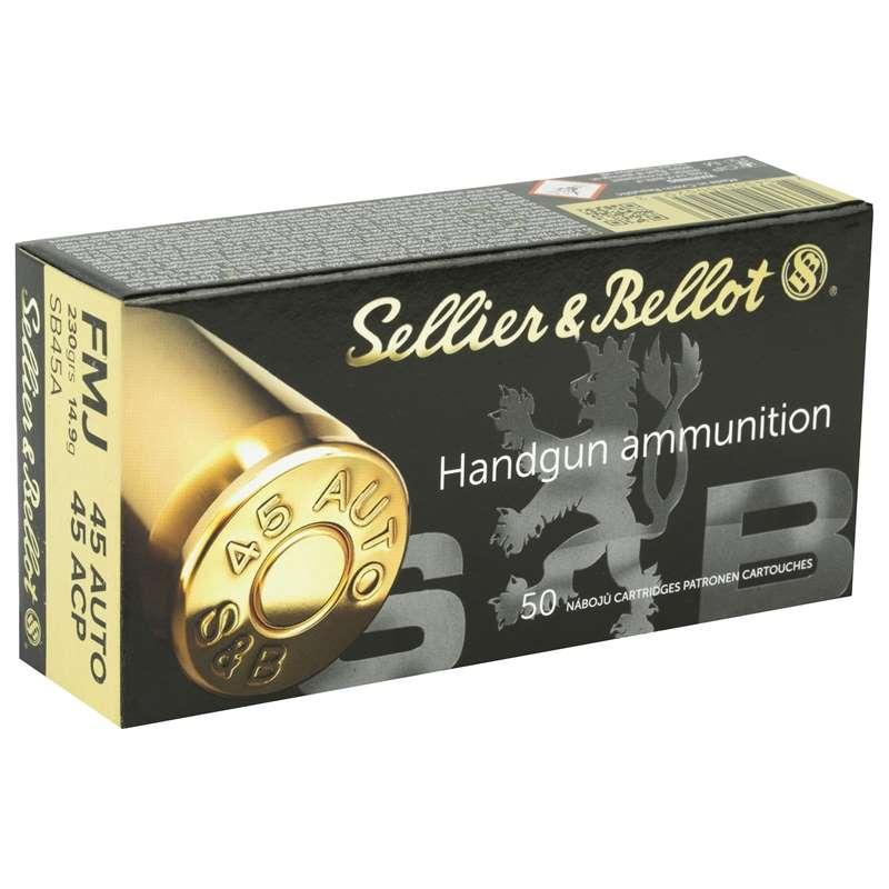 Sellier & Bellot Handgun 45 ACP Auto Ammo 230 Grain Full Metal Jacket 50/bx - SB45A