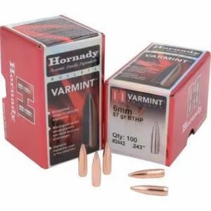 Hornady Bullets, 6mm, 87 Grain, Boat Tail Hollow Point, 0.243 Inch Diameter, 100-Rounds, 2442