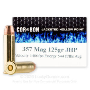 CorBon 357 Magnum Ammo 125 Grain Jacketed Hollow Point 20/bx - SD357125/20