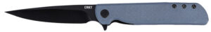 CRKT 3801KN LCK +  3.38" Folding Plain Black Oxide 14C28N Steel Blade, Gray Textured G10 Handle