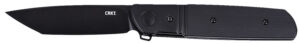 CRKT 5720K Bamboozled  3.31" Folding Tanto Plain Black Oxide D2 Steel Blade, Black G10/SS Handle
