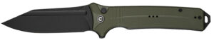 Civivi Knives C23080-3 Neurohaptic  EDC 3.74" Folding Clip Point Plain Black Stonewashed Nitro-V Steel Blade, OD Green Textured G10 Handle