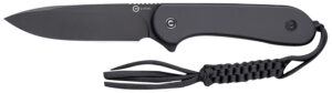 Civivi Knives C2105A Elementum  3.98" Fixed Plain Black Stonewashed D2 Steel Blade, 4.50" Black G10 Handle