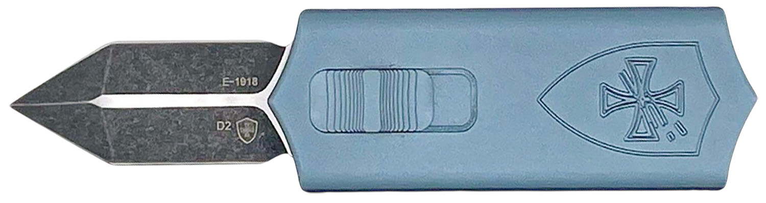 Templar Knife SMCAGB121 Sentinel Money Clip 1.88" OTF Dagger Plain Black Oxide Stonewashed Powder Coated D2 Steel Blade, 3.41" Blue Anodized Aluminum Handle