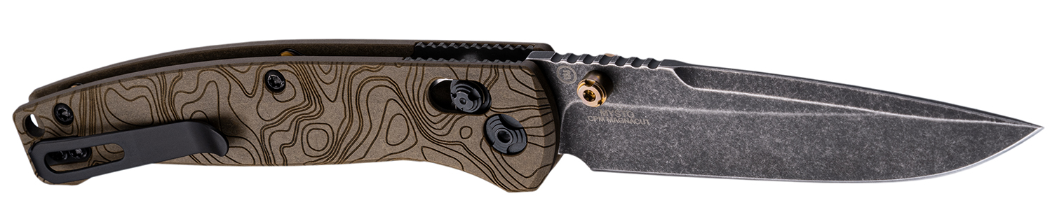 Hogue 24453 Mysto 3.40" Folding Drop Point Plain Black Stonewashed CPM MagnaCut Steel Blade, Maple Valley Richlite Black Handle