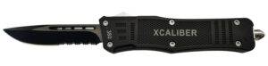 Xcaliber Knife Company 380 ACP Large 3.80" OTF Part Serrated Black 440C SS Blade, 5.30" Steel Handle