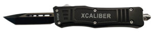 Xcaliber Knife Company 45 ACP Small 2.75" OTF Tanto Plain Black 440C SS Blade, 3.91" Steel Handle