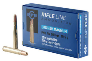 Prvi PPU 375 H&H Mag Ammunition PP375F 300 Grain Full Metal Jacket 10 Rounds