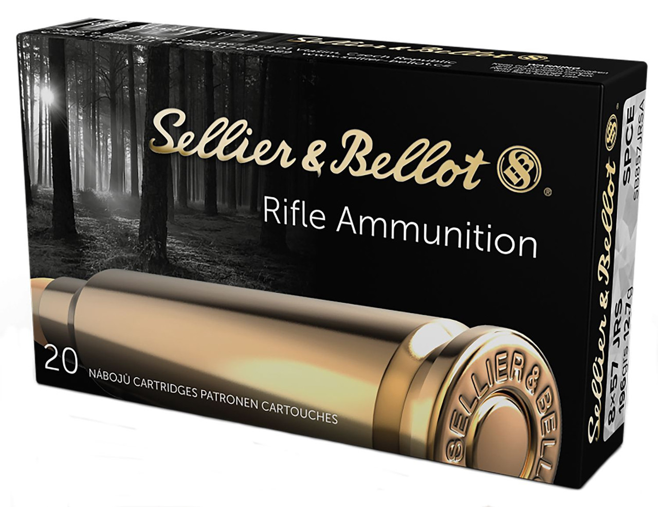 Sellier & Bellot 8x57JRS 196 Grain Soft Point Cut-Through Edge Rifle Ammo, 20 Rounds, SB857JRSA