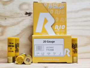 Rio 20 Gauge Ammunition TT208 2-3/4" 8 Shot 7/8oz 1250fps Case of 250 Rounds