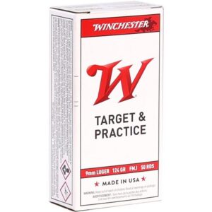 Winchester Target & Practice 9mm Ammo 124 Grain Full Metal Jacket 50/bx - USA9MM