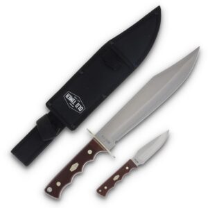 Old Timer Bowie Fixed Blade Combo 10" Bowie Blade 3-1/2" Skinner Blade Brown