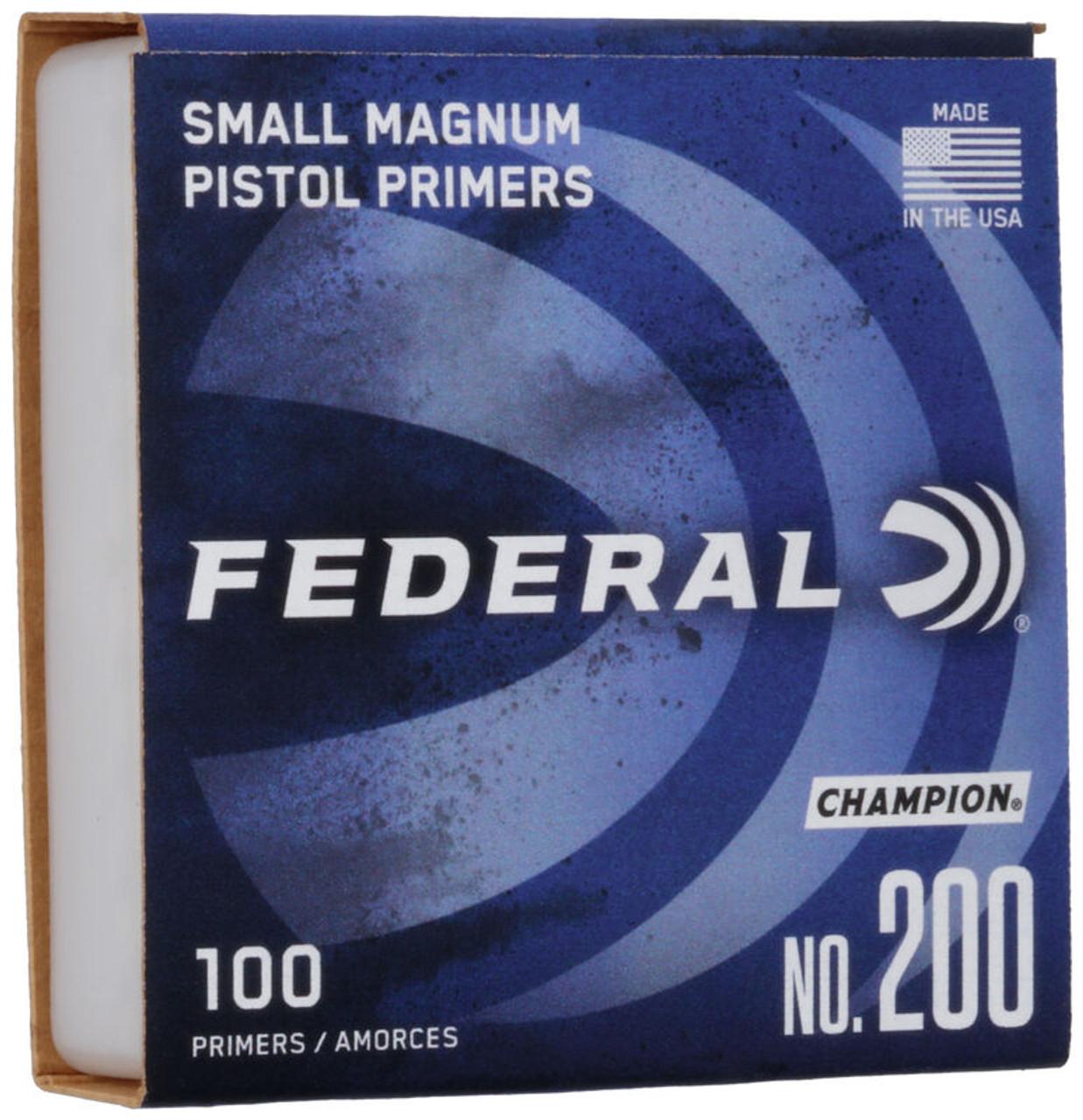 Federal #200 Champion Small Magnum Pistol Primers, 100 Per Sleeve, 029465